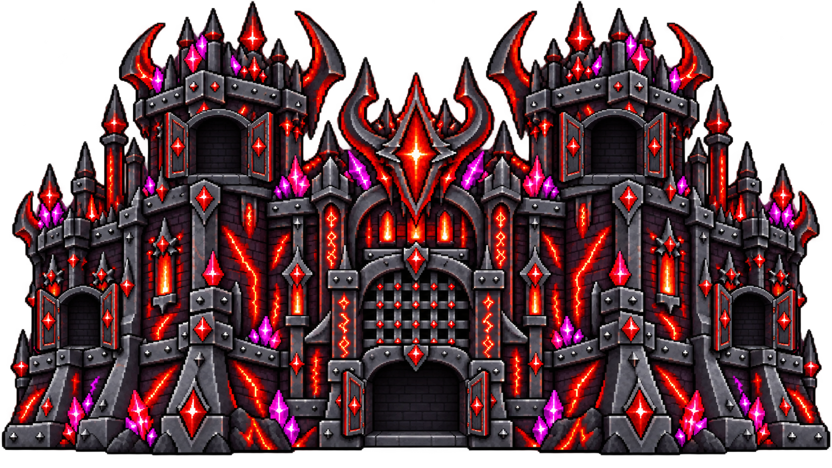 紅い結晶が輝く黒い魔城